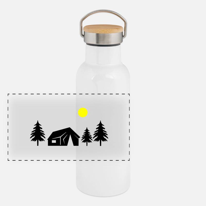 cabane dans la forêt Gourde isotherme avec bouchon en bambou