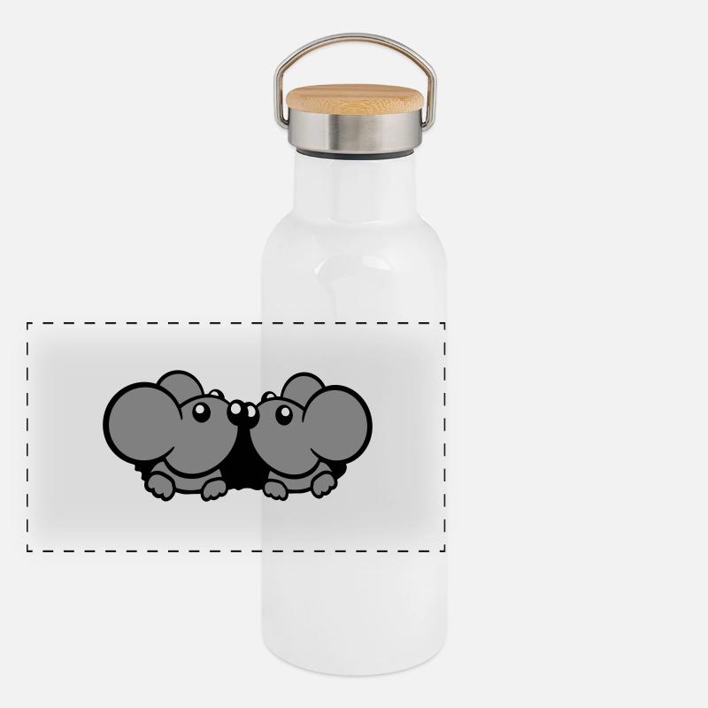 2 Mice Couple Two In Love Valentine's Day Mouse Hole Panoramic Thermal Bottle with Bamboo Lid