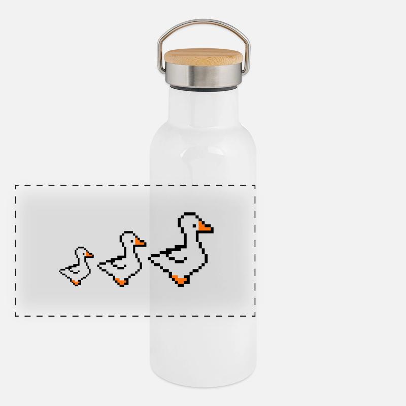 Canards pixellisés Gourde isotherme avec bouchon en bambou
