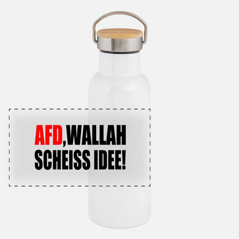 Afd wallah scheiss idee Panorama Thermosflasche mit Bambusdeckel