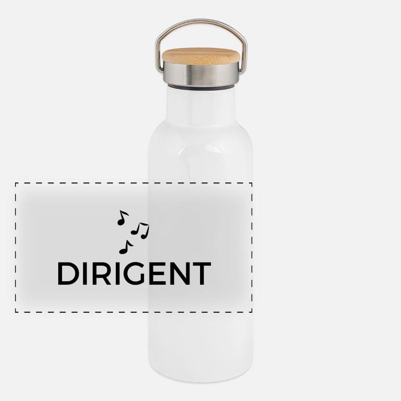 Dirigent mit Noten Panorama Thermosflasche mit Bambusdeckel