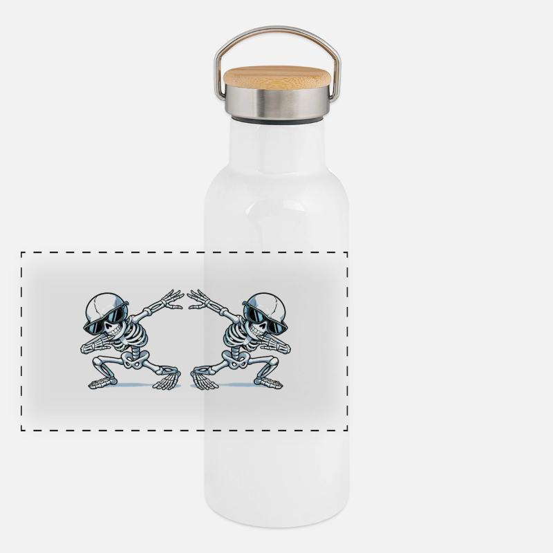 skull dabbing 2 Panorama Thermosflasche mit Bambusdeckel