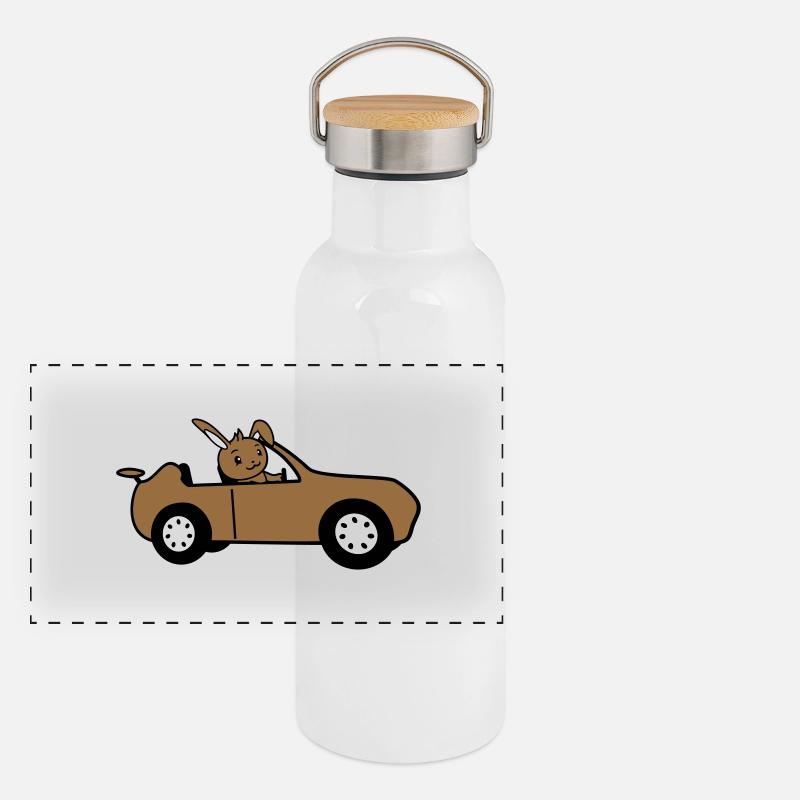 Rabbit Car Fast Driving Driver License Panoramic Thermal Bottle with Bamboo Lid