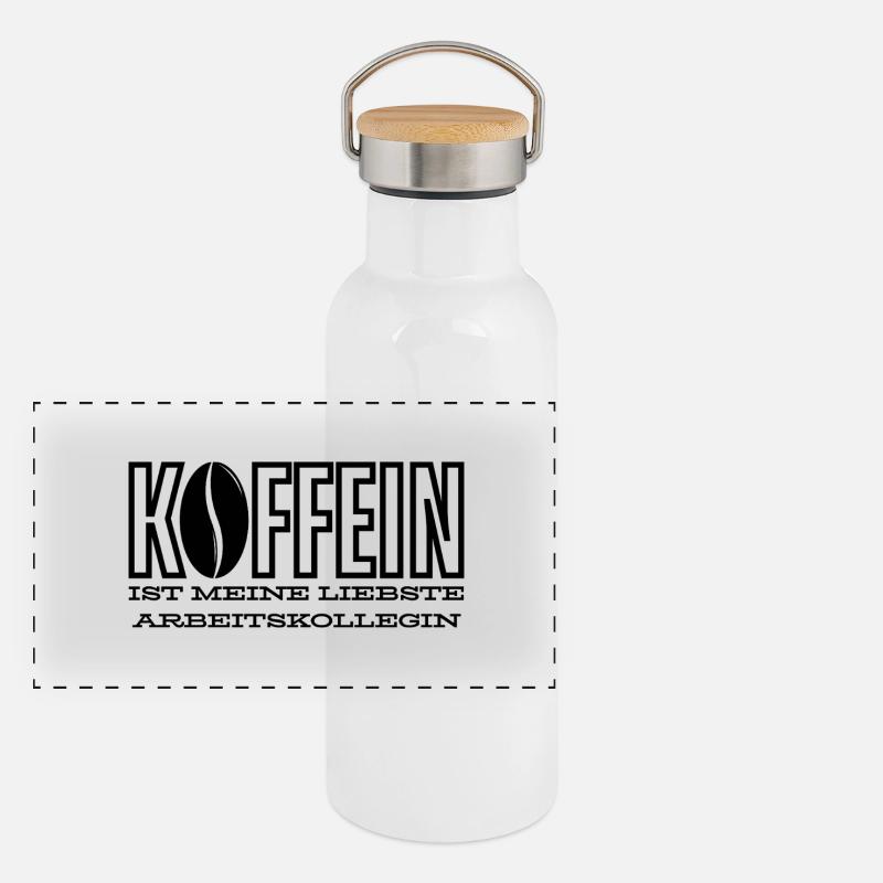 Koffein ist meine liebste Arbeitskollegin Panorama Thermosflasche mit Bambusdeckel