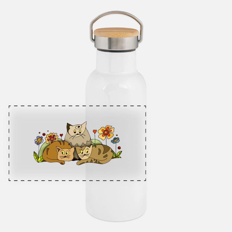 Cats Panoramic Thermal Bottle with Bamboo Lid