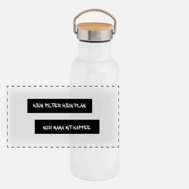 Kaffee first. Pläne später. Mama immer. Unixes Panorama Thermosflasche mit Bambusdeckel