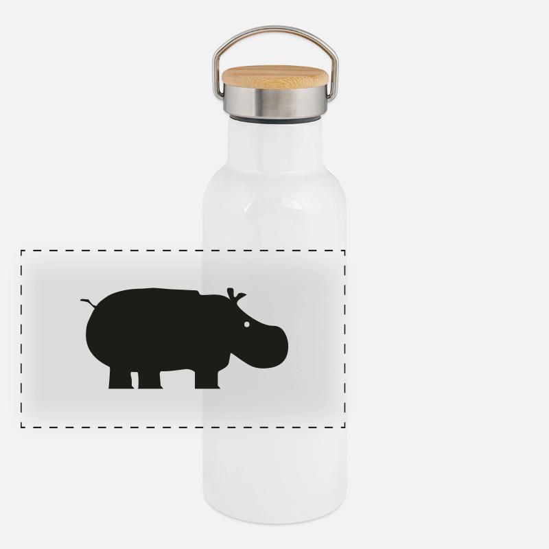 nilpferd Panorama Thermosflasche mit Bambusdeckel