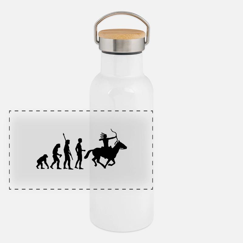 evolution_indianer Panorama Thermosflasche mit Bambusdeckel