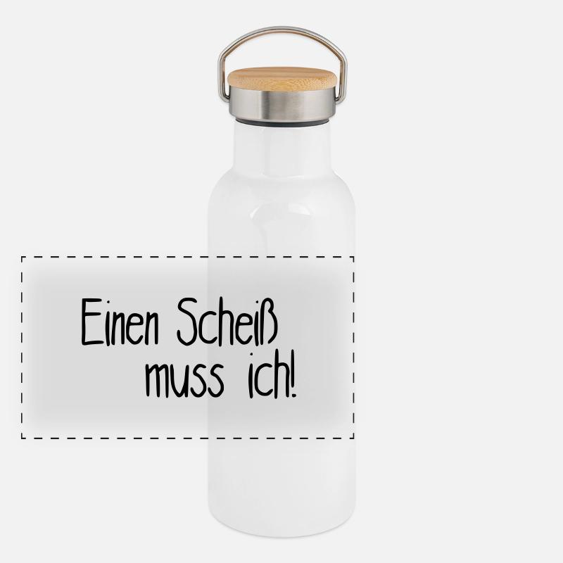 Einen Scheiß muss ich! Panorama Thermosflasche mit Bambusdeckel