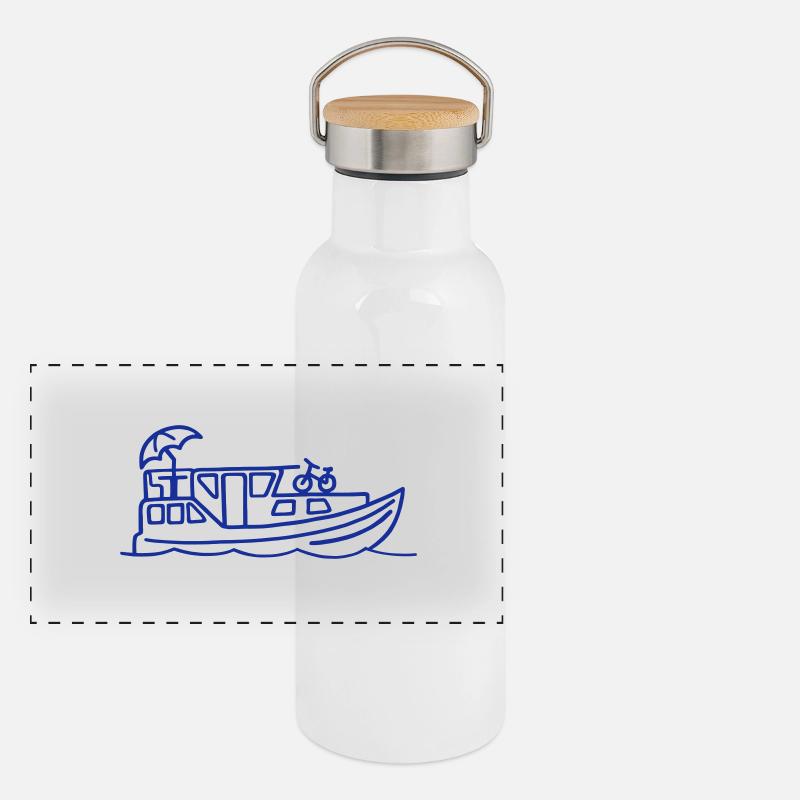 Hausboot Panorama Thermosflasche mit Bambusdeckel