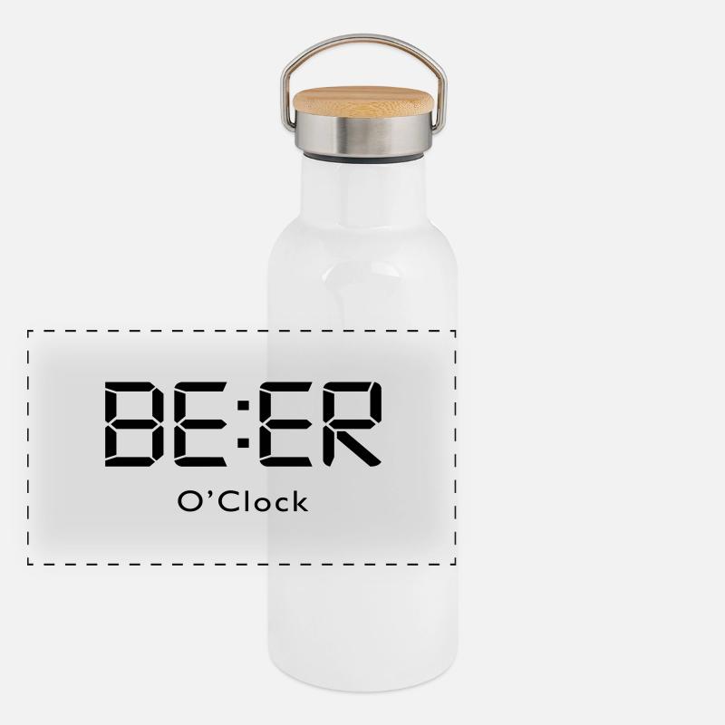 Beer o clock - Es ist immer Zeit für ein Bier Panorama Thermosflasche mit Bambusdeckel