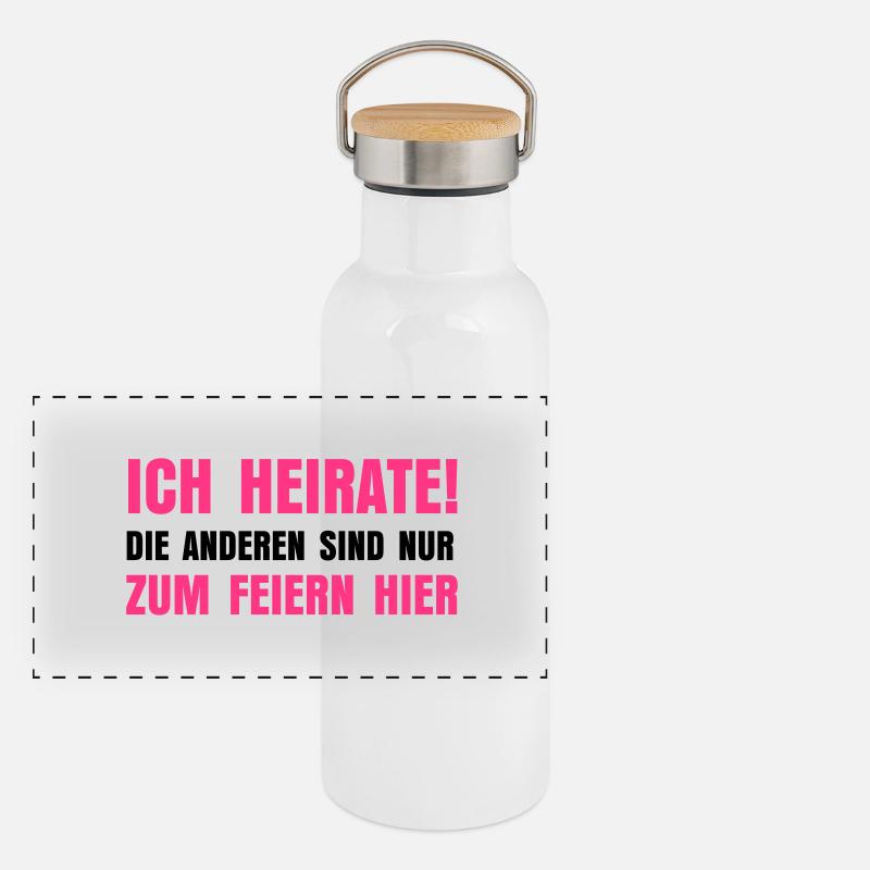 Ich heirate Panorama Thermosflasche mit Bambusdeckel