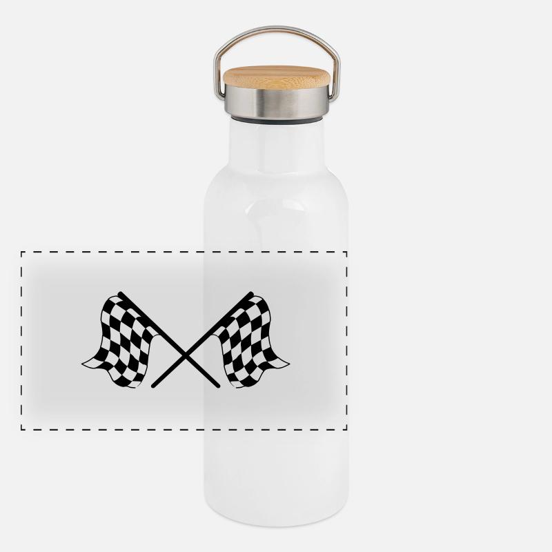 Zielflaggen Panorama Thermosflasche mit Bambusdeckel