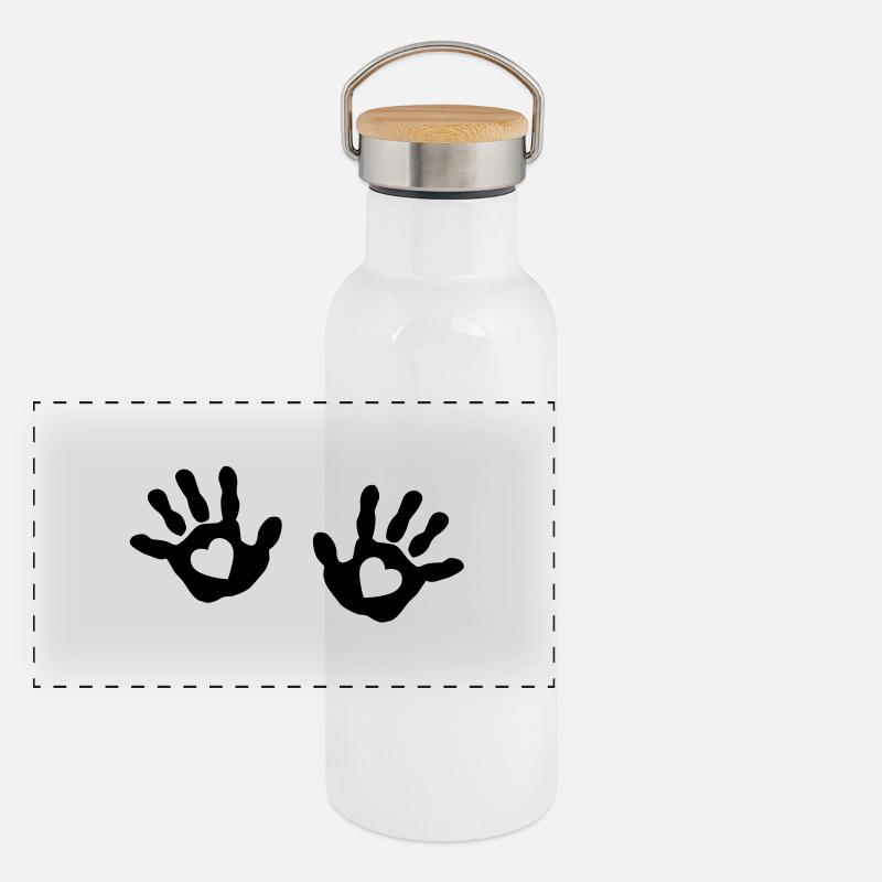 Bébé mains - cœur Gourde isotherme avec bouchon en bambou