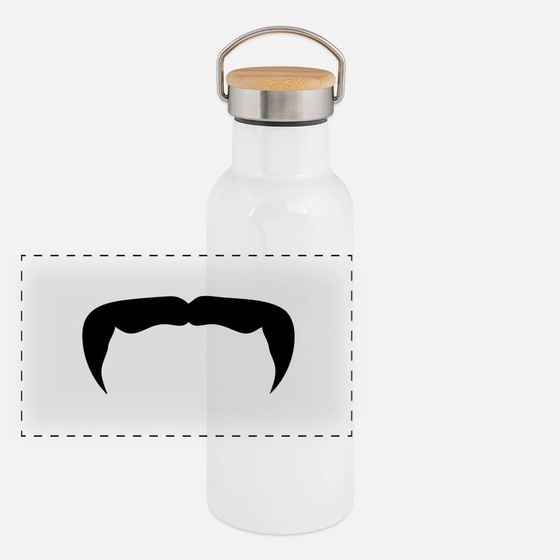 moustache mustache barbe beard12 hipster Gourde isotherme avec bouchon en bambou