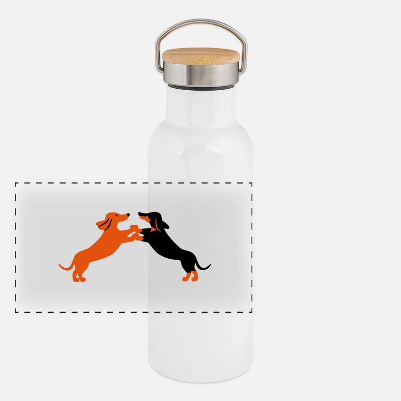dog dancing teckel Panorama Thermosflasche mit Bambusdeckel