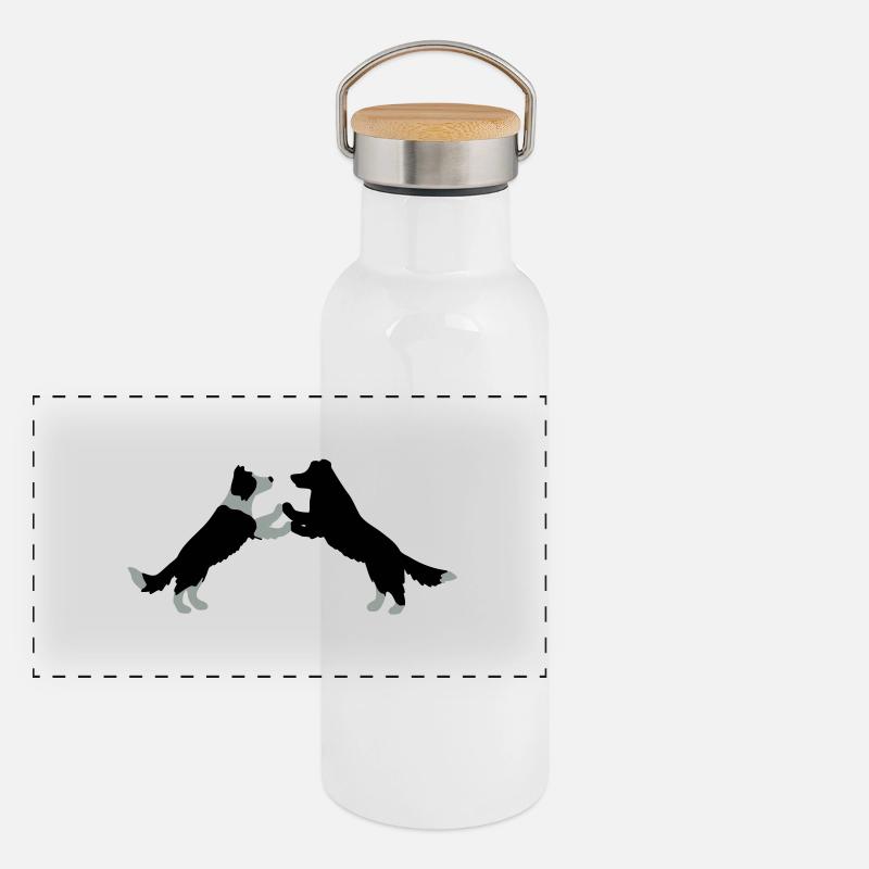dog dancing Border Collies Panorama Thermosflasche mit Bambusdeckel