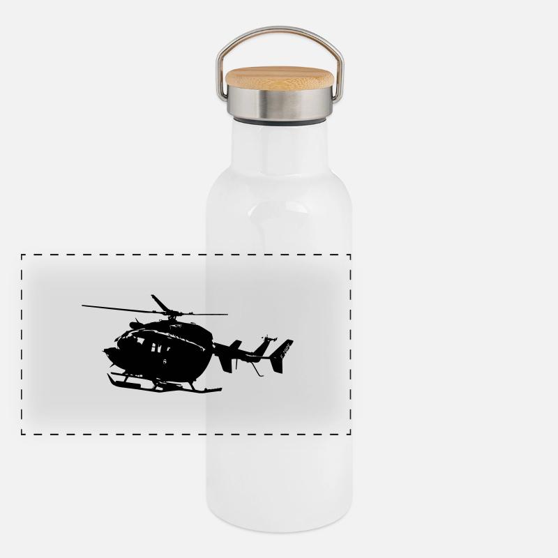 Dragon helicopter ec 145 Panoramic Thermal Bottle with Bamboo Lid