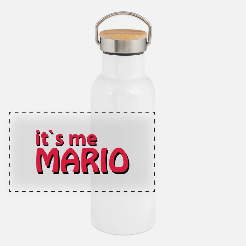Mario - Panorama Thermosflasche mit Bambusdeckel - Weiß