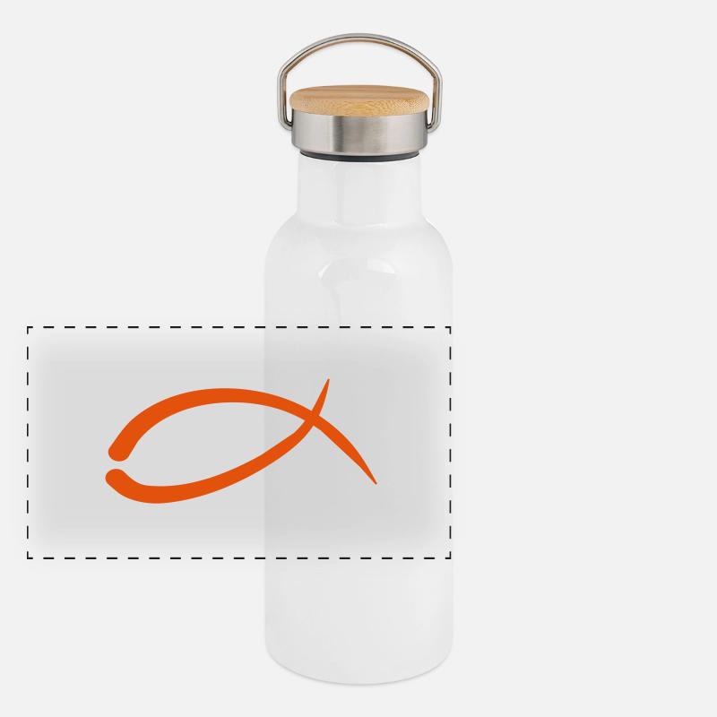 Fisch Panorama Thermosflasche mit Bambusdeckel