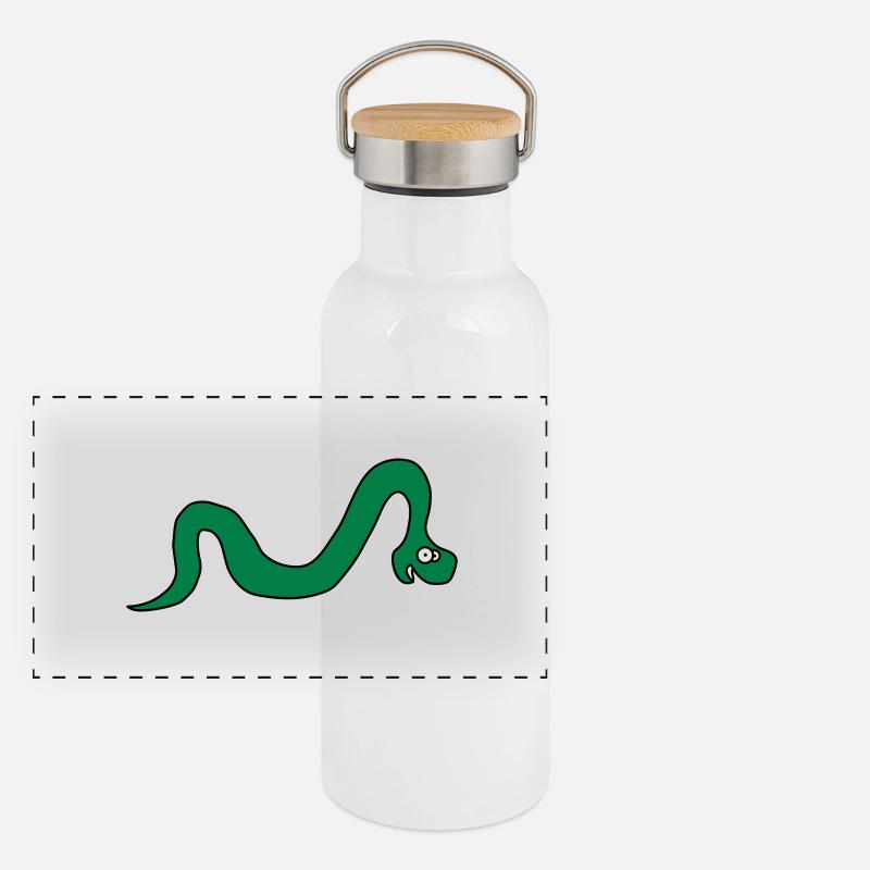 Funny Snake Panorama Thermosflasche mit Bambusdeckel
