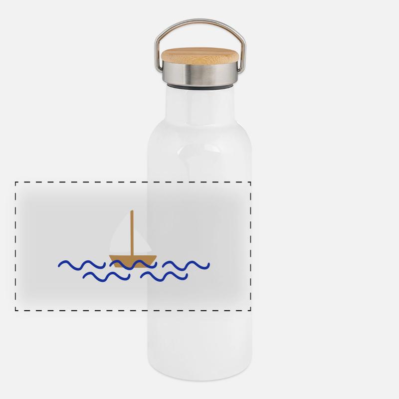 ship with waves Panoramic Thermal Bottle with Bamboo Lid