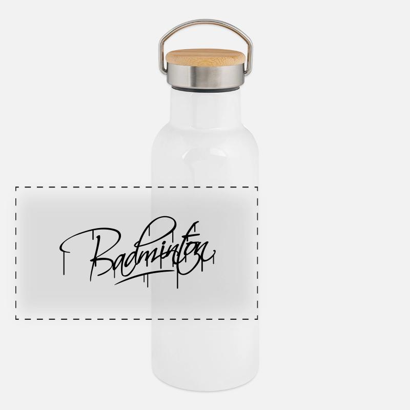 Badminton Graffiti Design Panorama Thermosflasche mit Bambusdeckel