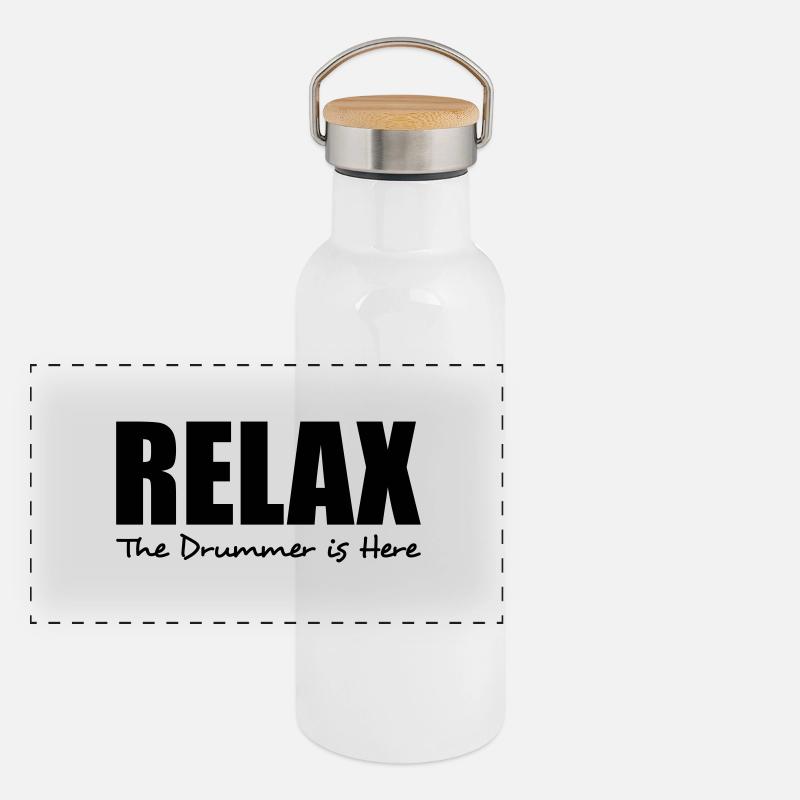 relax the drummer is here Panorama Thermosflasche mit Bambusdeckel
