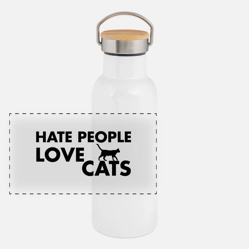 Cat Lover Panorama Thermosflasche mit Bambusdeckel
