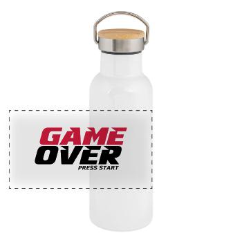 gaming - Gourde isotherme avec bouchon en bambou - blanc - Devant