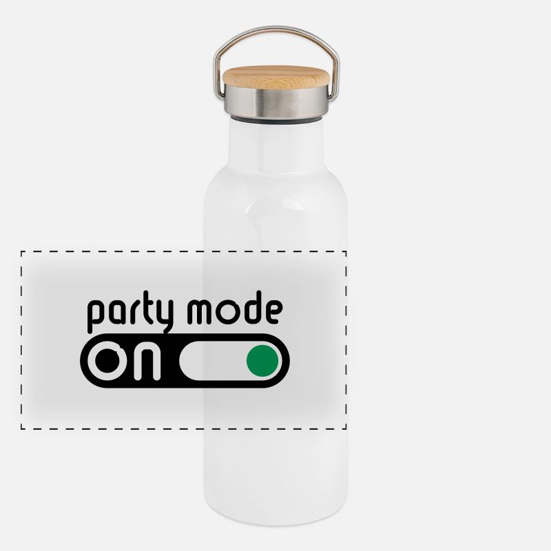 Party Mode On (Fêter / Allumer Interrupteur) Gourde isotherme avec bouchon en bambou