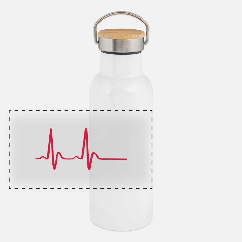 battement de coeur Gourde isotherme avec bouchon en bambou