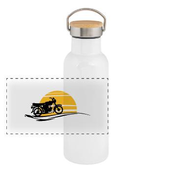 Fahrzeug - Simson Sonne - Panorama Thermosflasche mit Bambusdeckel - Weiß - Vorne