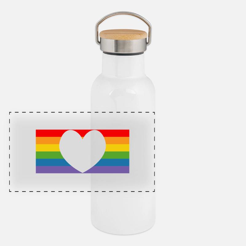 pride regenbogen flag Panorama Thermosflasche mit Bambusdeckel