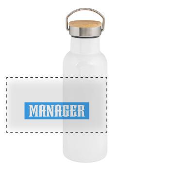 Event Manager tshirt bleu noir - Gourde isotherme avec bouchon en bambou - blanc - Devant