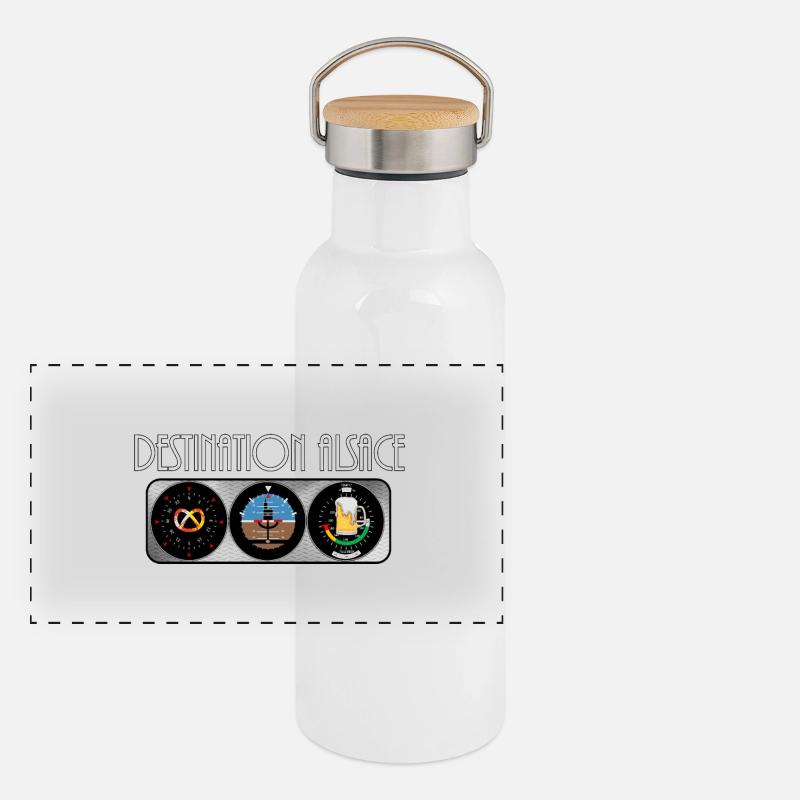 Destination Alsace Contraste Blanc BCB Gourde isotherme avec bouchon en bambou