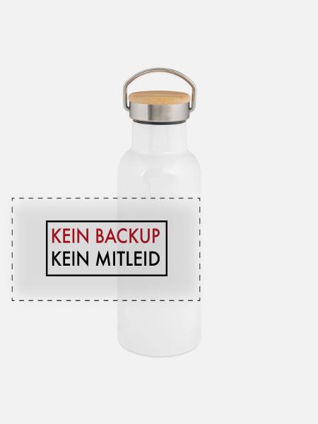 Backup - Panorama Thermosflasche mit Bambusdeckel - Weiß - Vorne