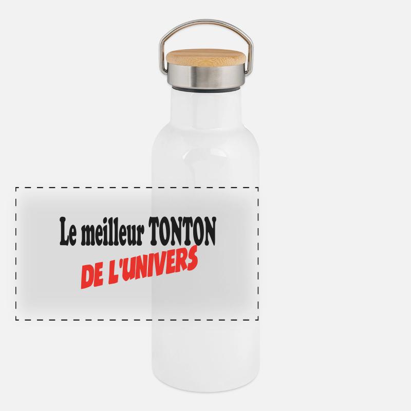 Der beste Onkel des Universums Panorama Thermosflasche mit Bambusdeckel