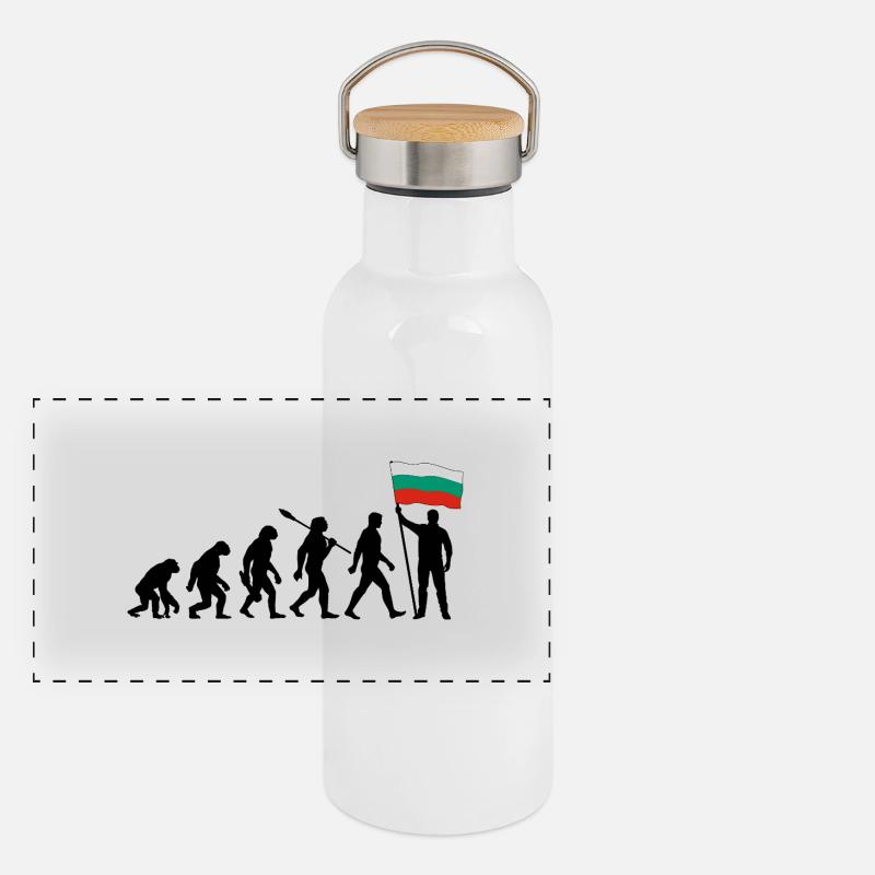 Bulgarien - Evolution - Flagge - Nation Panorama Thermosflasche mit Bambusdeckel
