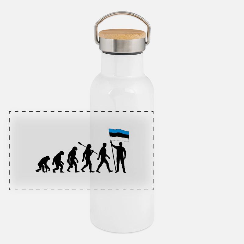Estland - Evolution - Flagge - Nation Panorama Thermosflasche mit Bambusdeckel