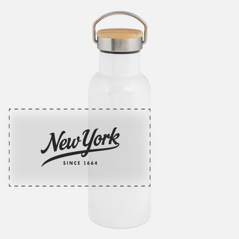 New York Big Apple Since 1664 Panoramic Thermal Bottle with Bamboo Lid