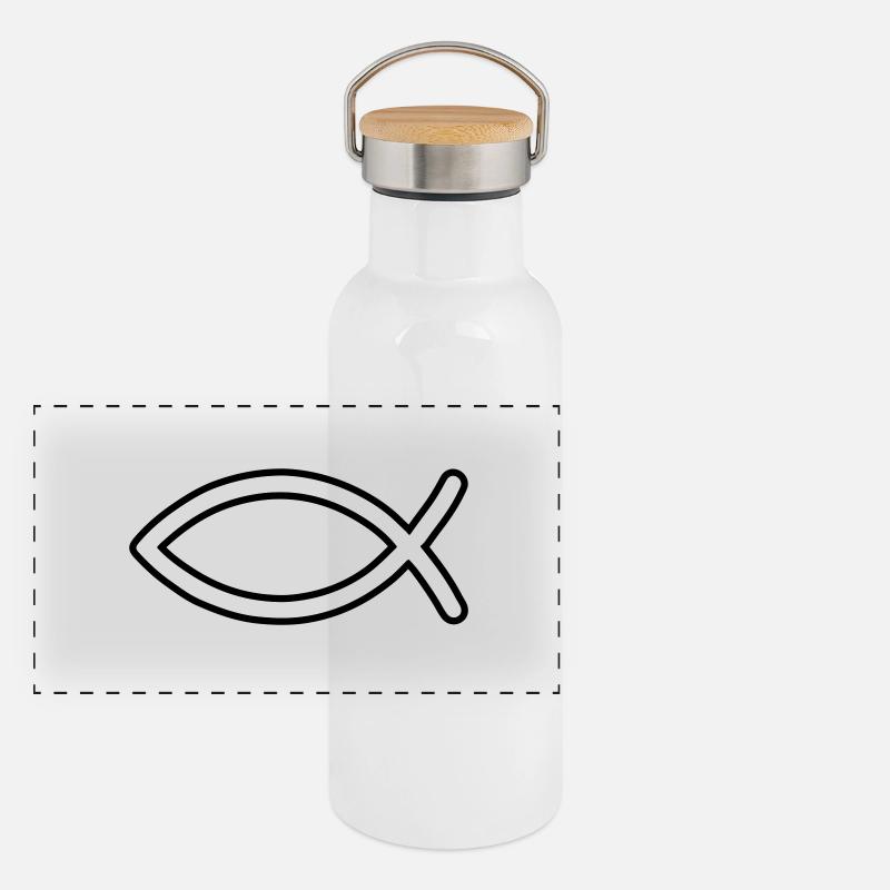 Jesus Fish Symbol Panoramic Thermal Bottle with Bamboo Lid