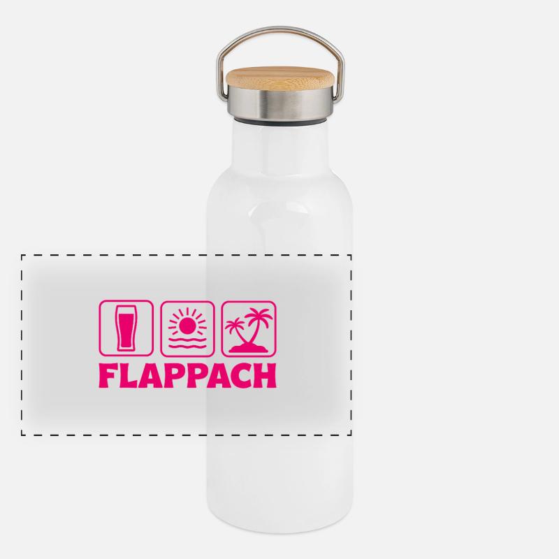 Flappach Ravensburg Bier Sonne Palmen Panorama Thermosflasche mit Bambusdeckel