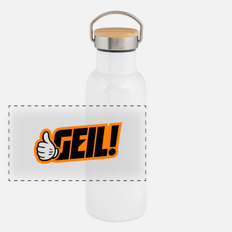 Geil Spruch Panorama Thermosflasche mit Bambusdeckel