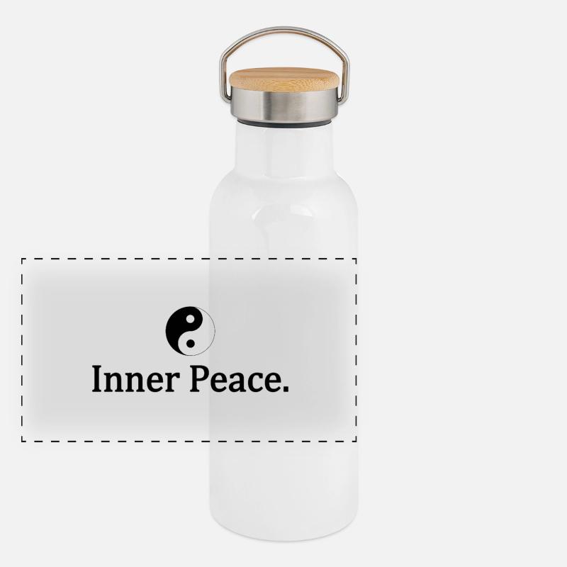 Yin und Yang Innerer Frieden Inner peace Panorama Thermosflasche mit Bambusdeckel