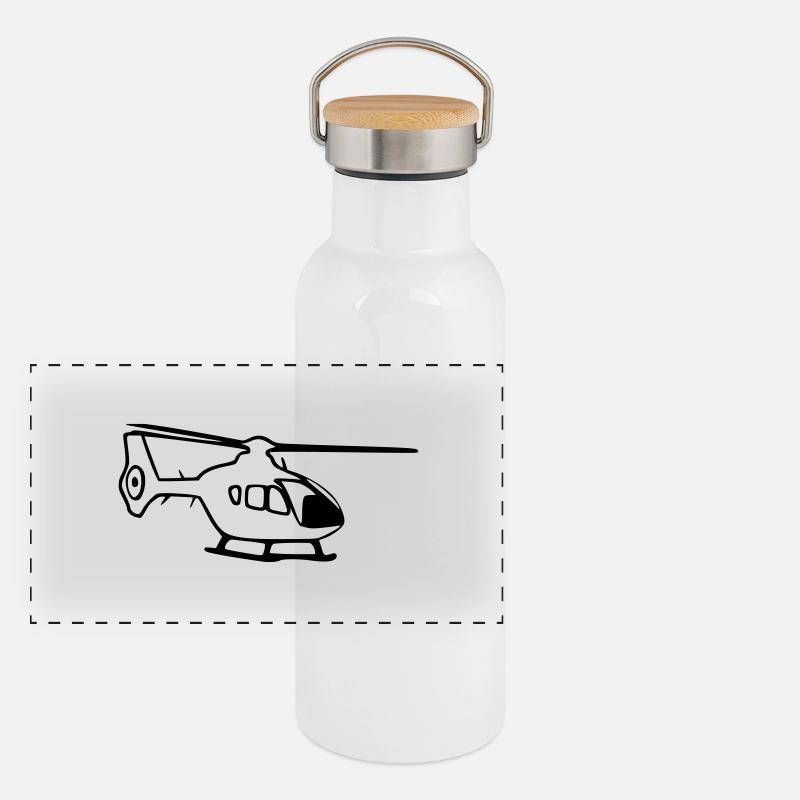 Heli EC135 Panorama Thermosflasche mit Bambusdeckel