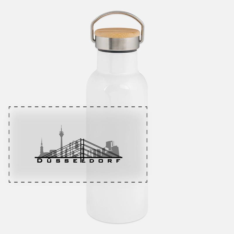 Düsseldorf Panorama Thermosflasche mit Bambusdeckel