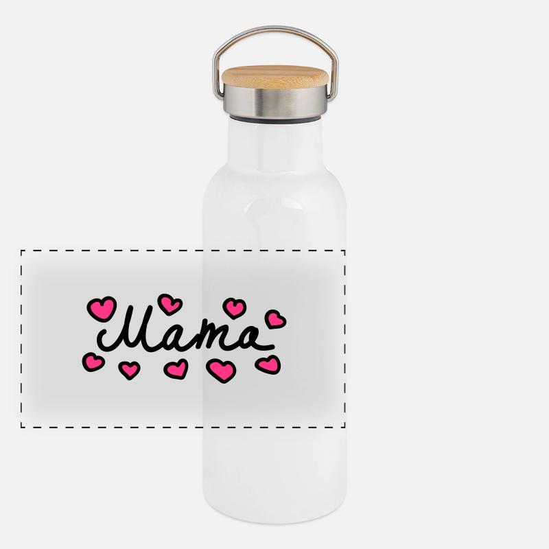 Mama - Herz - 2 Panorama Thermosflasche mit Bambusdeckel