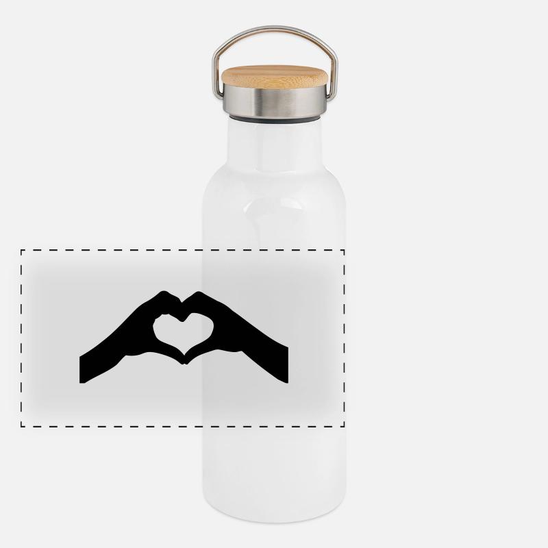 coeur mains Gourde isotherme avec bouchon en bambou