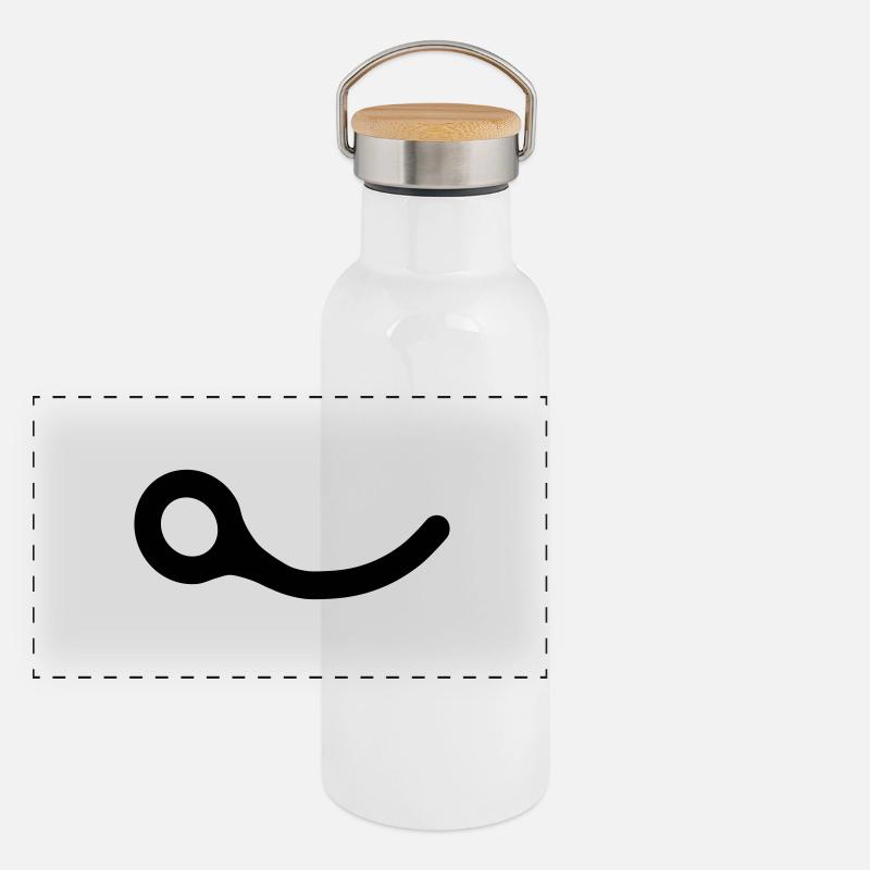 Schließen Pin - Panorama Thermosflasche mit Bambusdeckel - Weiß